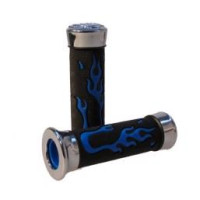 Handvatset Flame - Custom zwart, blauw en chrome