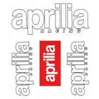 Sticker set - Aprilia woord en logo wit