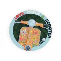 Sticker  95mm Liefde Vrede & Scooter
